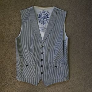 Express Men's Striped Men’s Vest Waistcoat - Blue/White Sz S